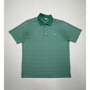 Masters Performance Golf Polo Shirt Men XL Green White Striped Short Sleeve Logo